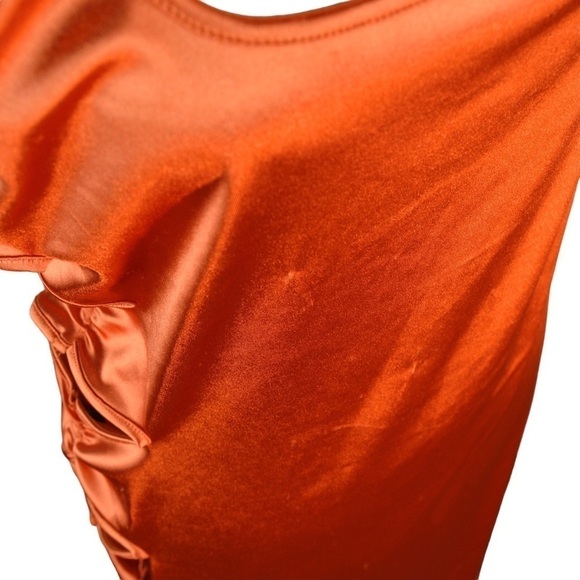 PrettyLittleThing Stretch Satin Cut Out‎ Side Seam Strappy Bodycon Dress FLAWS! - Picture 10 of 16